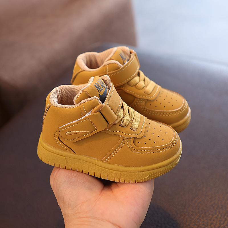 Mid-cut children's sports shoes for boys and girls casual shoes 2024 autumn new anti-slip baby shoes toddler shoes