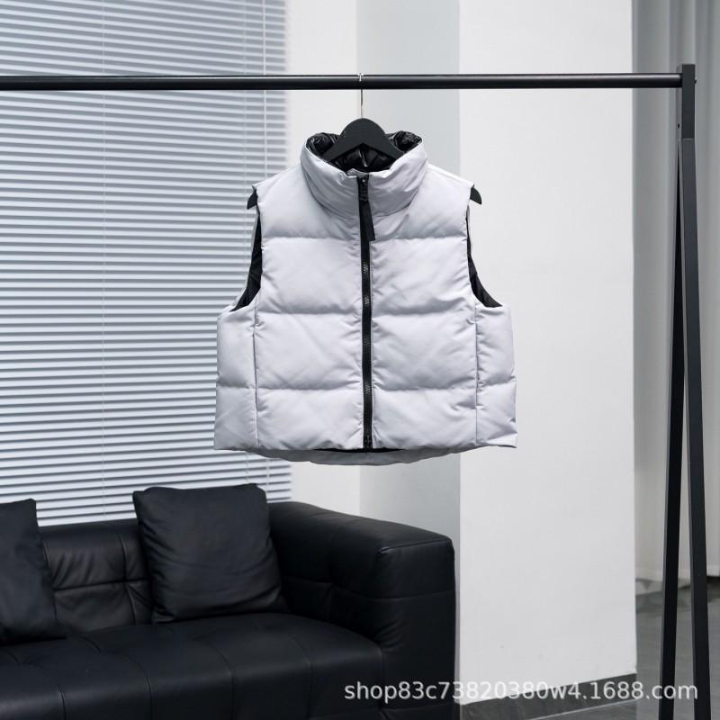 Womens Short Puffer Vest With Hood 90% White Duck Down Fill Streetwear Style Winter Outerwear