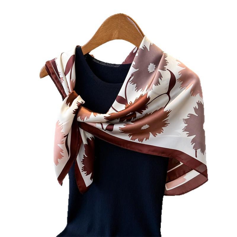 Romantic style simulation silk high-end large square scarf silk scarf printing travel shawl scarf sunscreen headscarf women's scarf