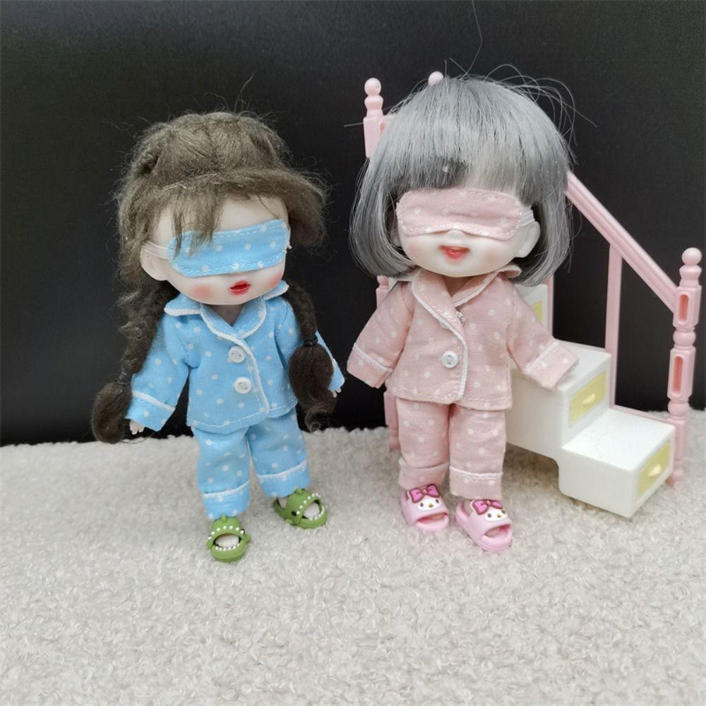 Playing House Shirt Pants Doll Pajamas Dress Up Changing Ob11 Sleep Clothes Eye Mask 6 Colors Obitsu 11 Clothes Girl Gift