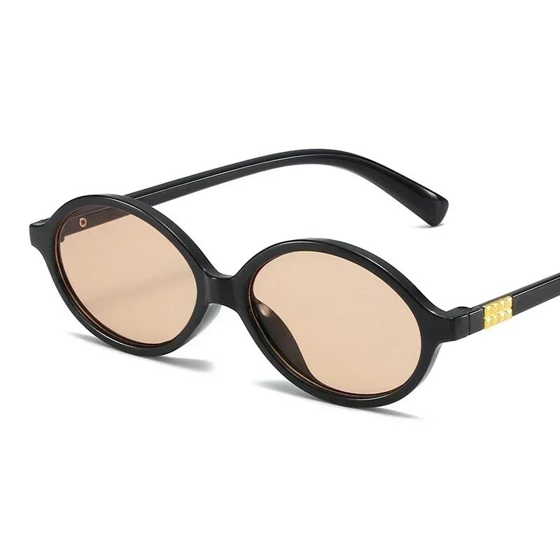 New Elliptical sunglasses For women Fashion Black Small Frame Sun Glasses Female Retro Clear Lenses Eyewear Lady Trendy UV400