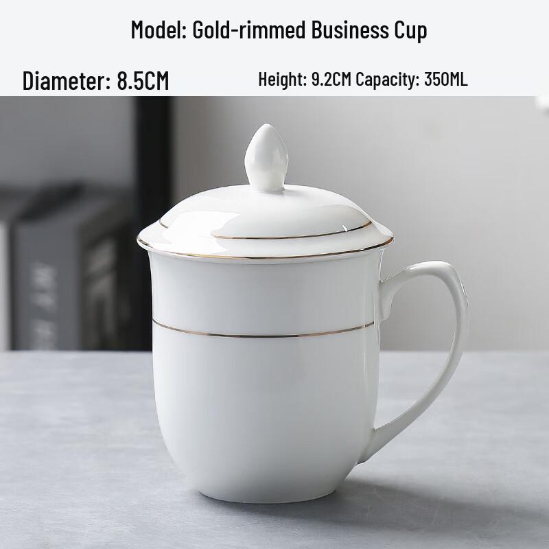 MOLUONA Gold Rim Ceramic Mug with Lid (5-Piece Set)