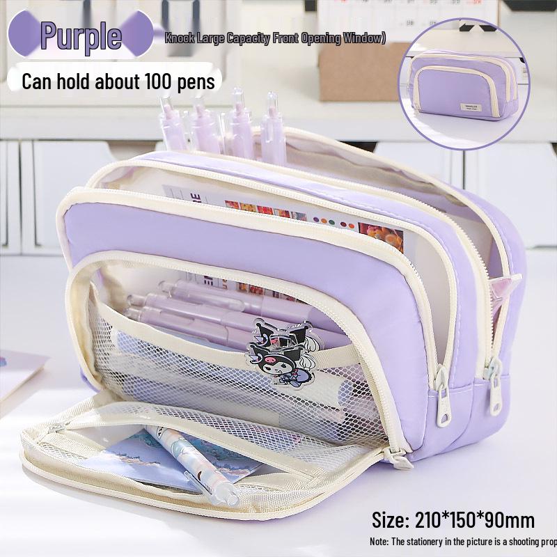 Minimalist Japanese-Style Pencil Case 2023: Large-Capacity Stationery Box for Students, Unisex