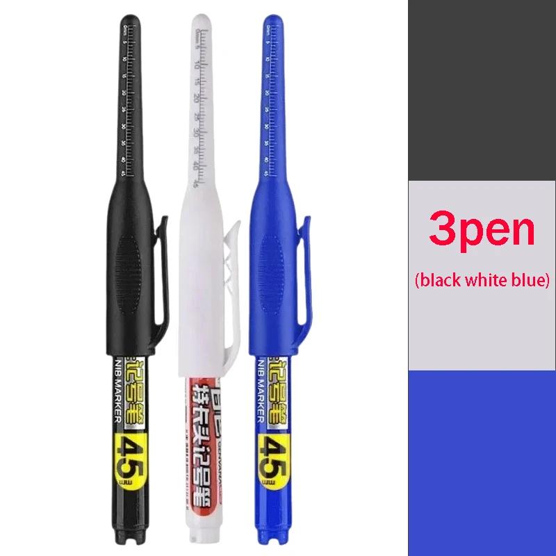 45mm Tip Waterproof Long Head Marker Pen set Quick-Dry Ink for Woodworking Construction Deep Hole Non-Toxic Black Red Blue White