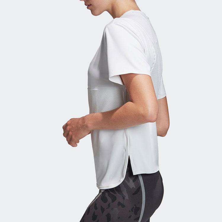 Adidas Logo Print Sports Short Sleeve T-Shirt Women Tops White EA2173