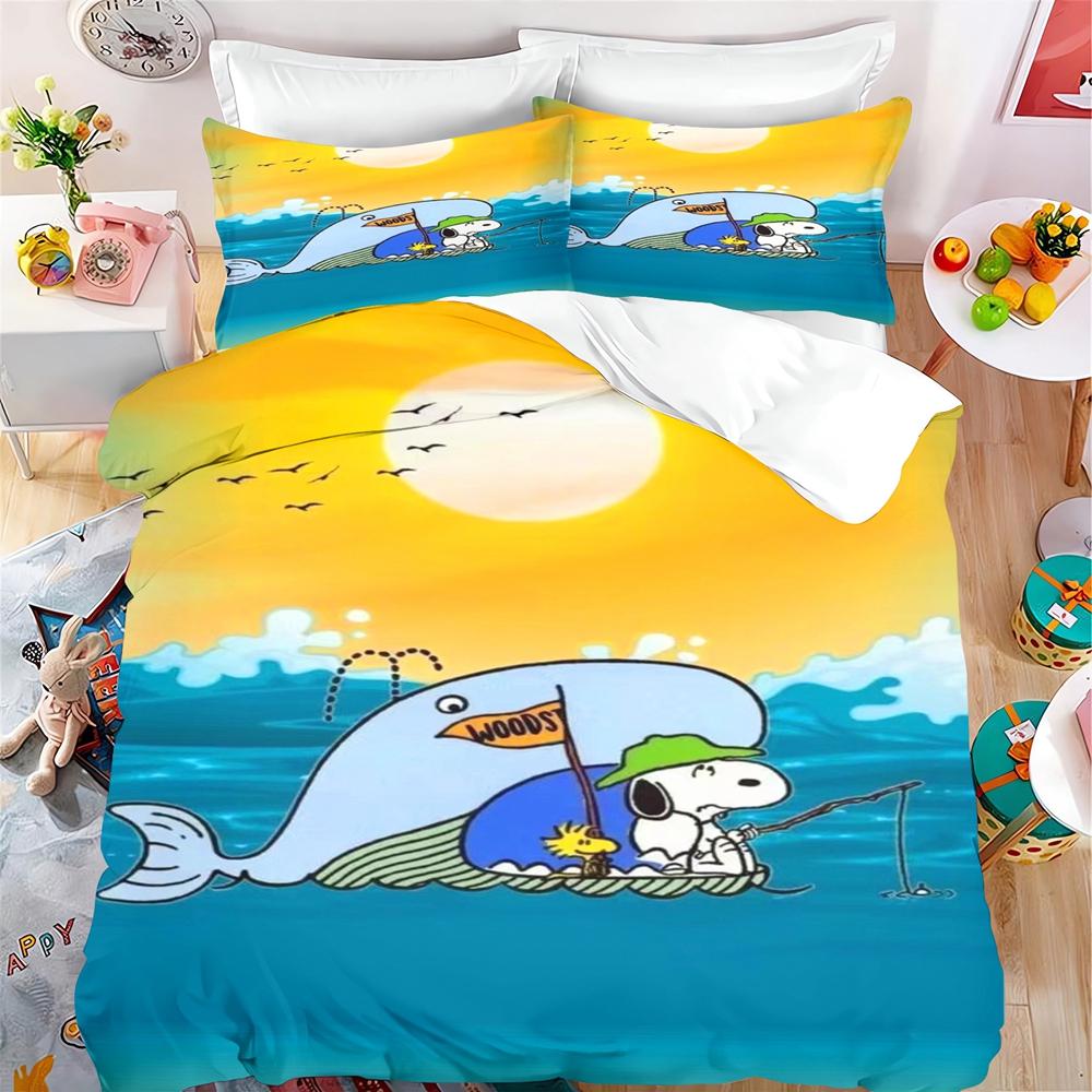 Cartoon Snoopy Bedding Sets Bed Cover Duvet Comforter Cover Pillow Case 2-3 Pieces Sets Boy Girl Home Bedroom Decoration