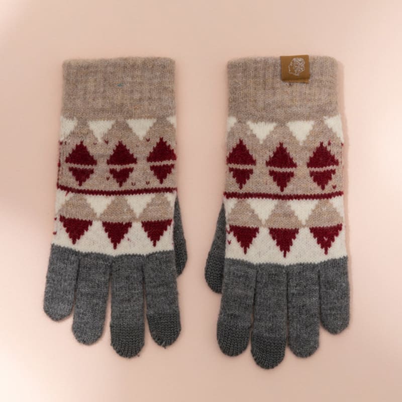 RECLOW RECLOW Argyle Pattern Gloves Red