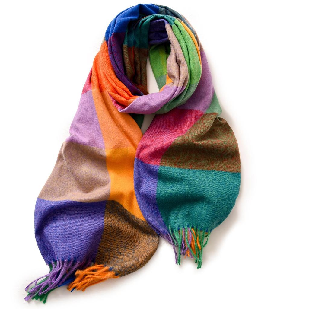 2025 Elegant Women's Striped Plaid Shawl – High-End Autumn/Winter Fashion Scarf