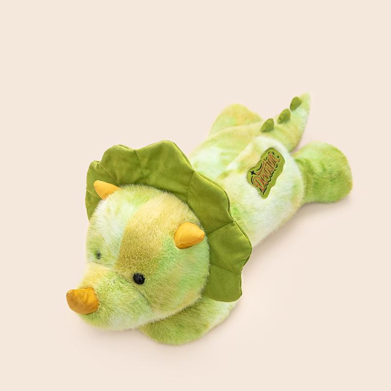 Tie-Dye Grüner Triceratops Dino Plüschkissen 3 Größen Flauschiges Stofftier Dinosaurier Spielzeug Für Geschenke. 40cm