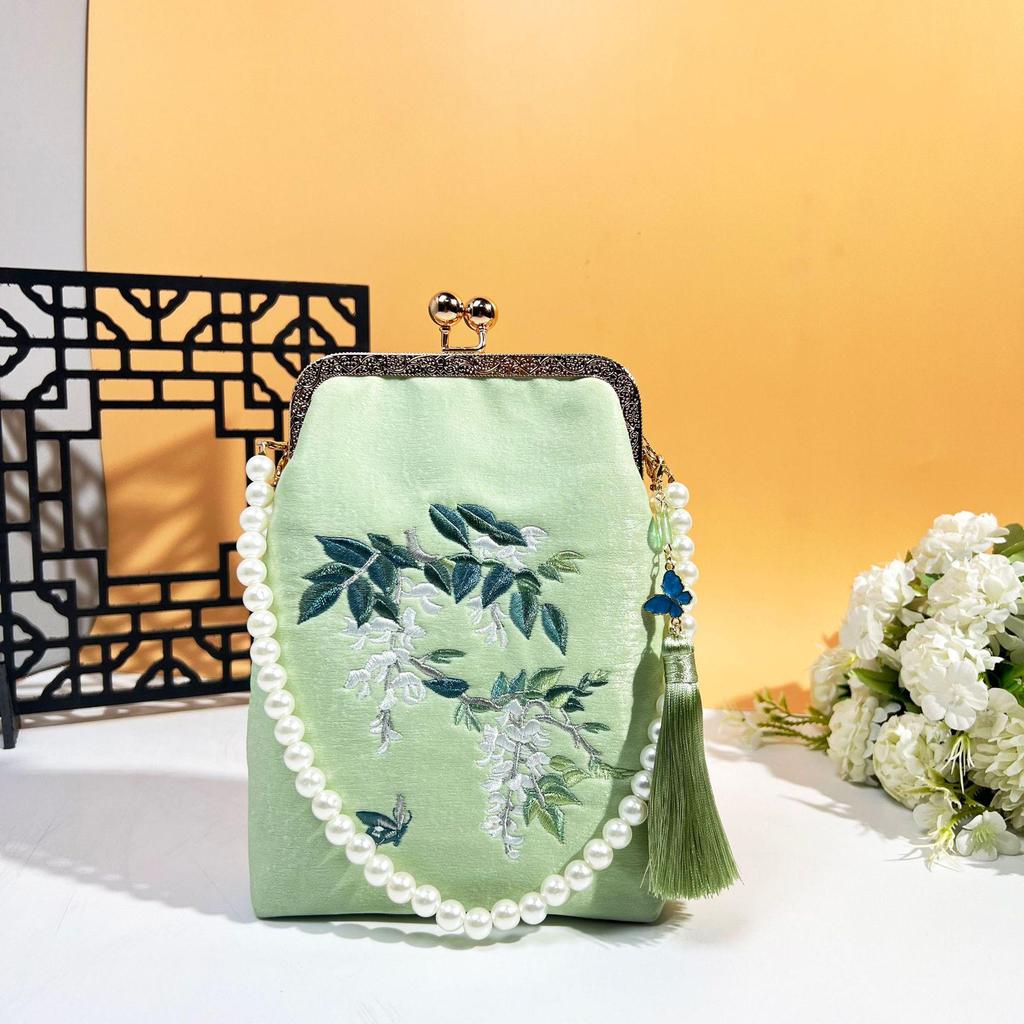 Ancient Style Single Shoulder Crossbody Cheongsam Bag with Embroidery Clasp Handbag
