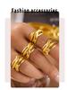 18k Gold Plated Geometric Multi-layer Titanium Steel Hollow Ring