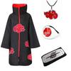 Set pláště Akatsuki s červenými mraky: Obsahuje plášť Naruto, prsten, doplňky čelenky - Ideální pro halloweenský kostým