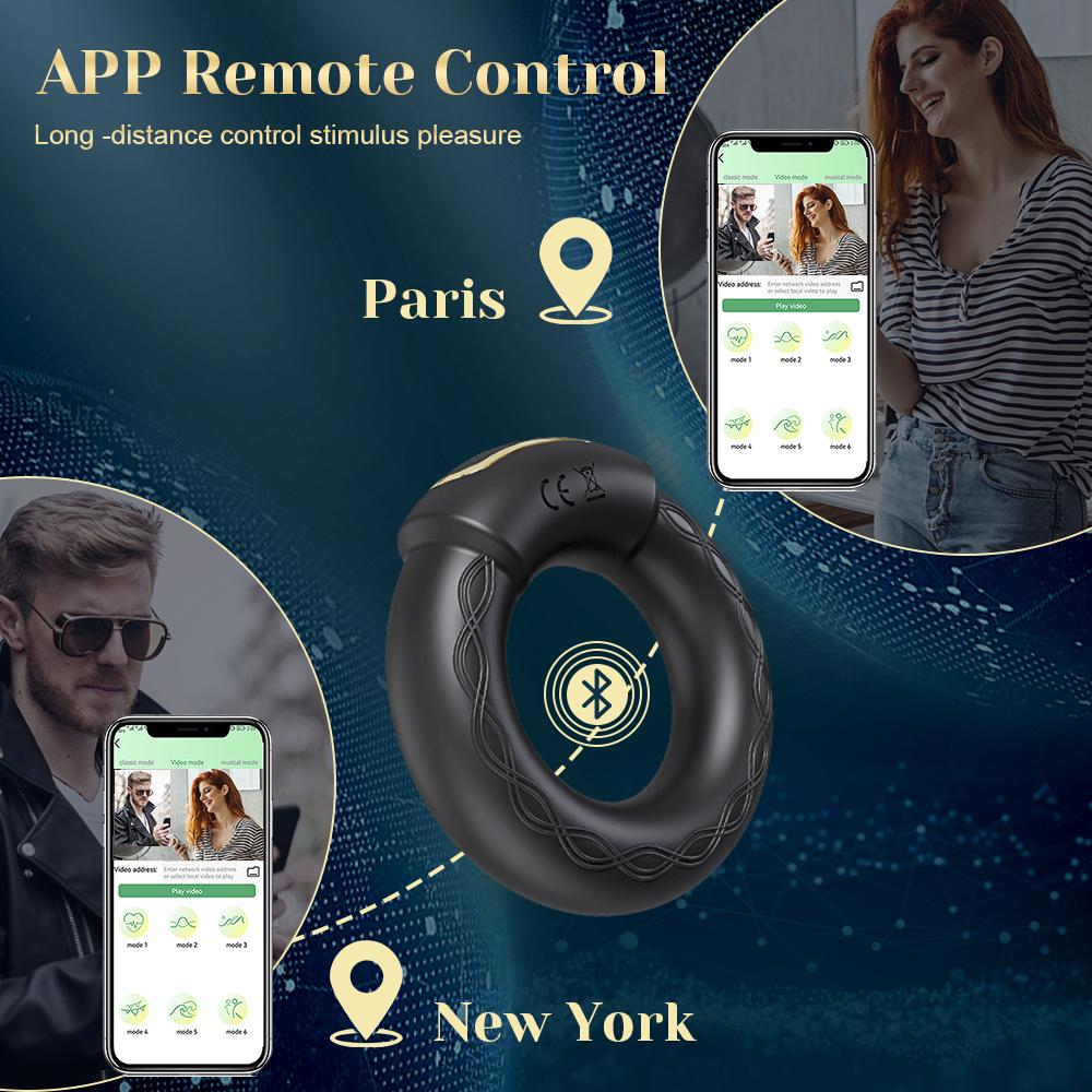 APP Vibrator for Men Delay Ejaculation Cock Ring Penis Vibrating Penis Trainer Cock Ring Glans Massager Adult Male Sex Toys