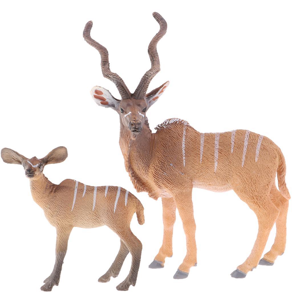 2 Pcs Antelope Model Solid Figurines Collection Children's Toys