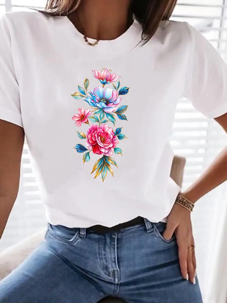 (Asian Size) cute love cute Print Female Tee Top Clothing T Shirt Woman Women Fashion Short Sleeve Graphic T-shirts