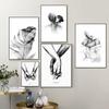 Nordic Minimalist Poster and Print Shoulder Kiss Hand Wall Art Canvas Painting Black White Art Pictures Living Room Home Decor