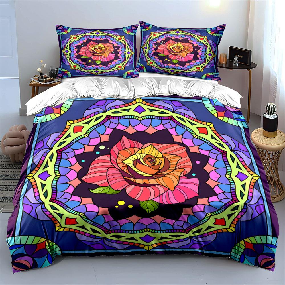 "Radiant Rose Mosaic Elegance" Bedding sets Duvet covers Pillowcases(1* Duvet Cover 2* Pillowcases without duvet insert)