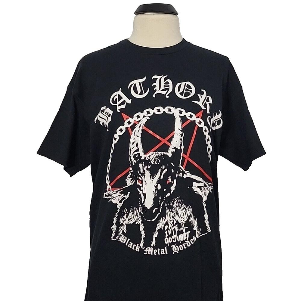 BATHORY Goat Black Metal Forces L LARGE T-Shirt Black Mens Band Logo Unisex T-Shirt XXL