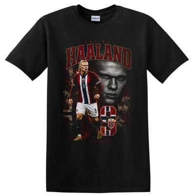 Erling Haaland Norwegen Fußballspieler T-Shirt Rotes Grafik-Sportfan-T-Shirt