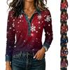 Women's Casual Long Sleeve Shirt Loose Fit Color Block Top for Everyday Comfort