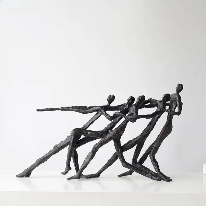 Creative Retro Metal Figure Sculpture Black Art Statue Character Ornaments Home Accessories Decoration Display Model Figurines G
