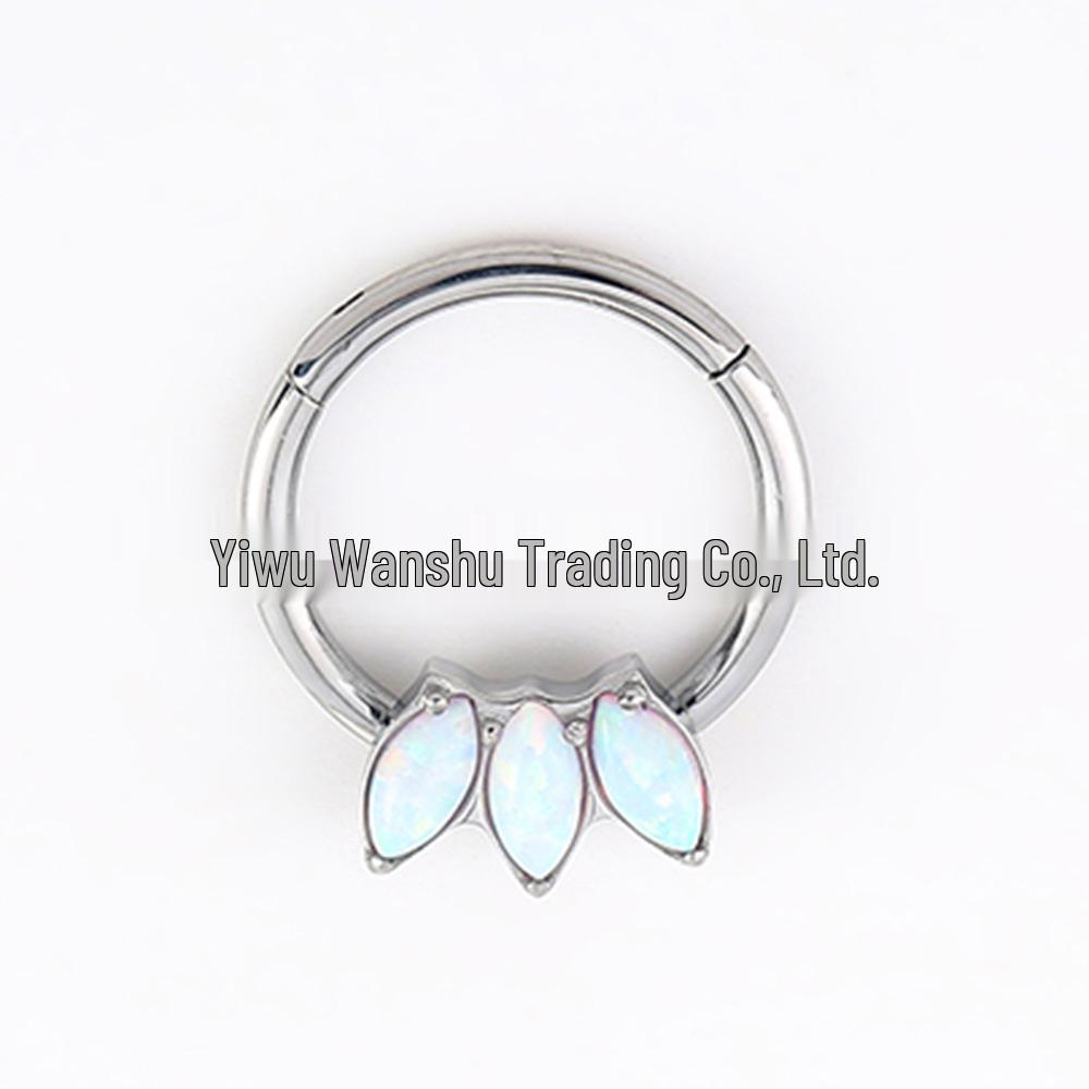 

Европейское и американское титановое кольцо для септума носа с опалом и маркизом G23 1.2*8mm