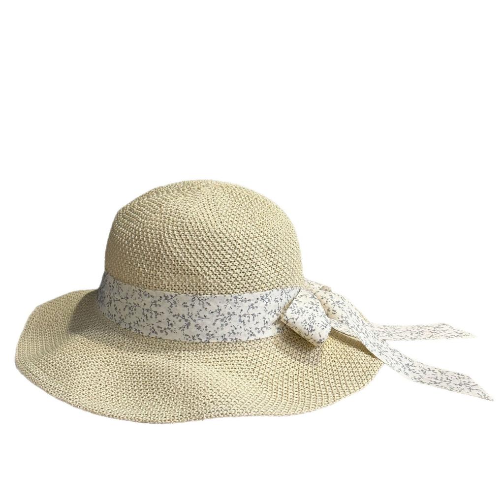 New women's fisherman hat with bow, straw bucket hat, spring and summer sun protection hat, beach sun hat, Korean style cool hat
