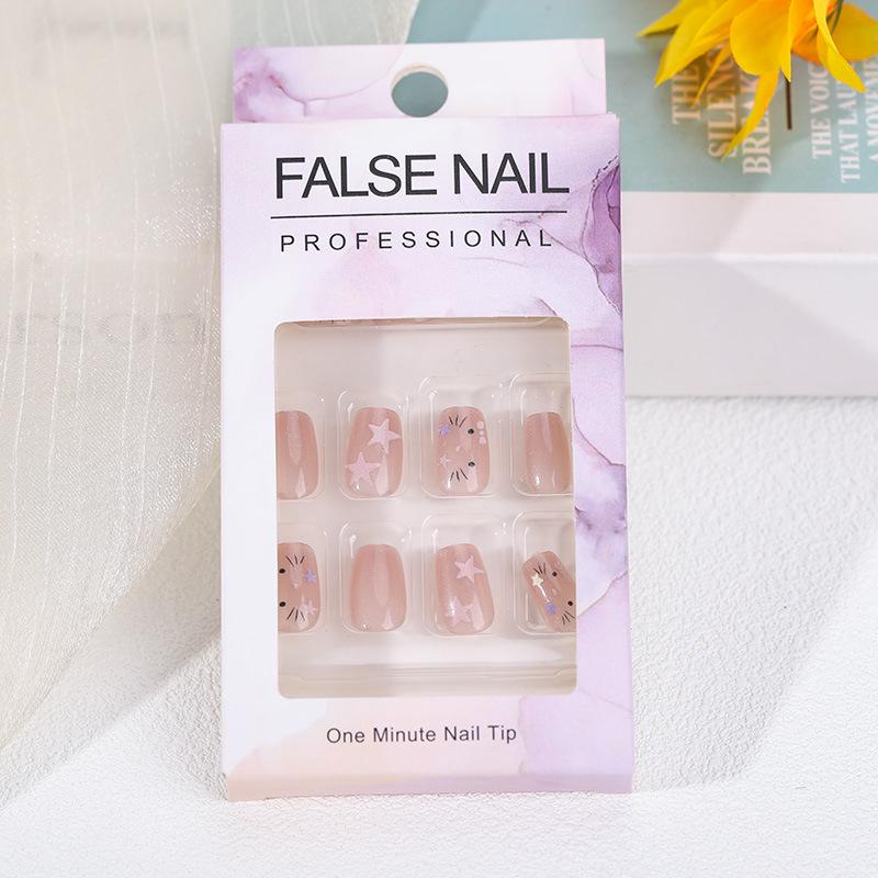 2026 Medium French Star Press-On Nails: Handmade, Detachable, Whitening Manicure