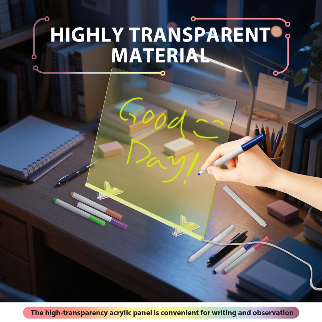 LED Note Board Night Light With Colorful 7 Pens DIY Acrylic Message Board Erasable Painting Drawing Board For Kids Birthday Gift