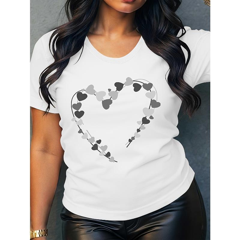 

Small Colored Hearts Surround A Hollowed-Out Large Heart Pattern Print, Easy and Casual, Suitable for Street Outdoors, Travel Vacations, S белый