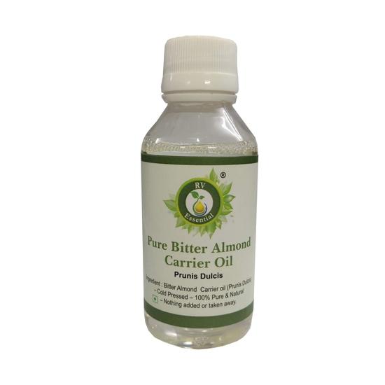 R V Essential Pure Bitter Almond Carrier Oil 200ml- Prunis Dulcis (100% Pure and Natural Cold Pressed)