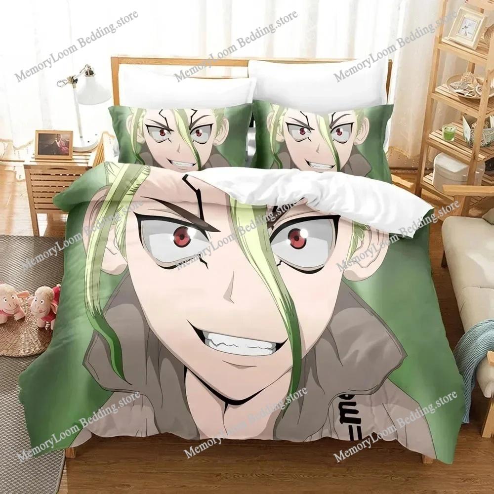 3D Print Dr.Stone Bedding Sets Duvet Cover Set With Pillowcase Twin Full Queen King Bedclothes Bed Linen Quilt Cover