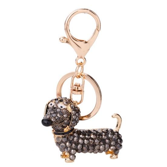 Keychain Pendant, Cartoon Dog Shape Key Holder with Lobster Clasp And Key Ring, Sparkling Rhinestones Inlaid Car Interior Key Chain