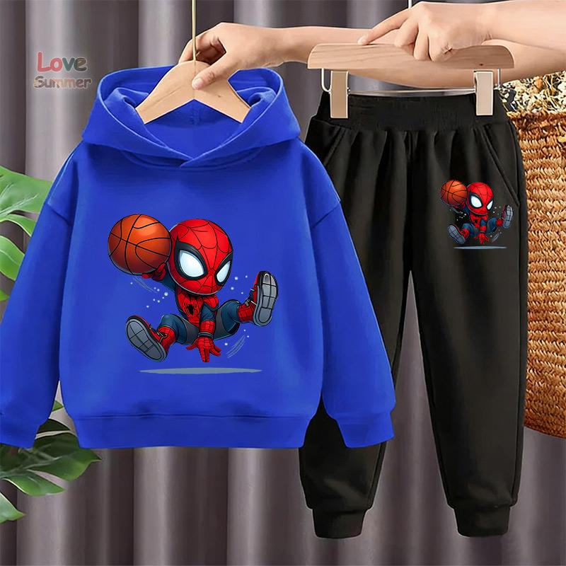 Spider-Man Kinder HoodieS+Hose 2-teiliges Set Marvel Kinder Cosplay Jungen Pullover Sweatshirt Kinderkleidung 4-14 J