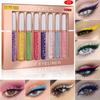 8 Farben glitzernder silberner flüssiger Eyeliner, wasserfest, schimmernd, funkelnd blau, metallisch, buntes Eyeliner-Set