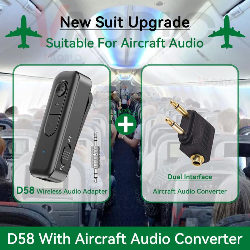 2-In-1 Bluetooth 5.3 Audio Transmitter Receiver 3.5MM AUX Collar-Clip With MIC Wireless Adapter For Car Airplane TV PC Car