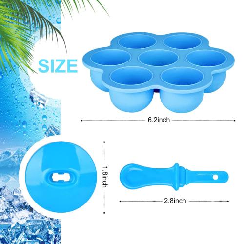 2-Pack Popsicle Molds, Silicone Mini Ice Pop Molds with Colorful Popsicle Sticks, BPA-Free Food Storage Containers, and 7 Round Ice Cube Trays