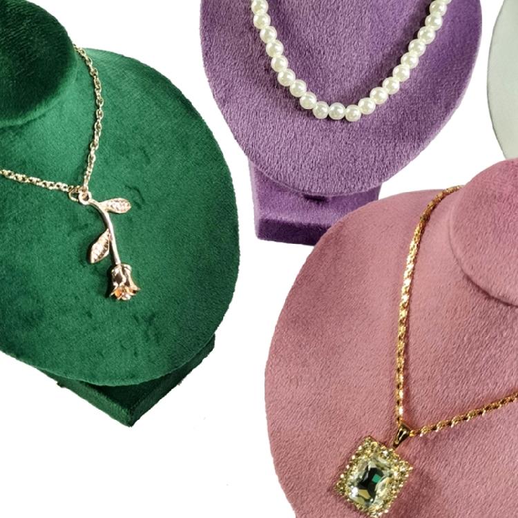Elegant Necklace Jewelry Bust Stand Elegant Flannel Jewelry Display Mannequin Necklace Rack for Exhibitions and Shops