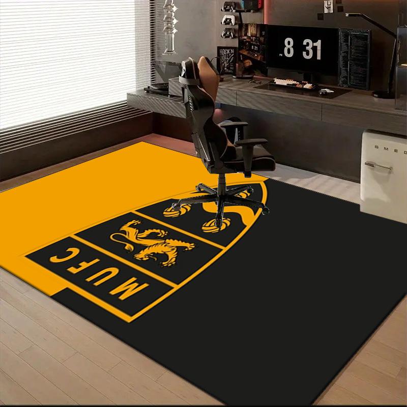 Football Crest Printed Office Carpet Chair Cushion Entryway Rug, Rugs for Living Room, Bedroom Christmas gifts