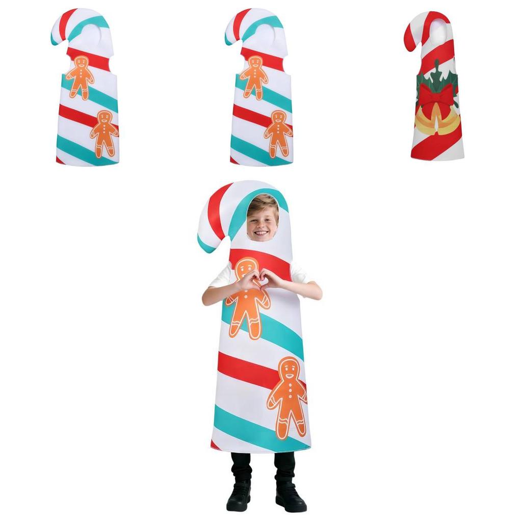 Christmas Theme Gingerbread Man Costume For Kids With Candy Cane Cosplay For Holiday Role Play
