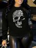 100 COTTON Women's letter print Warm base for autumn and winter Cross Printed T-shirt Casual Round Neck Long Sleeve Top