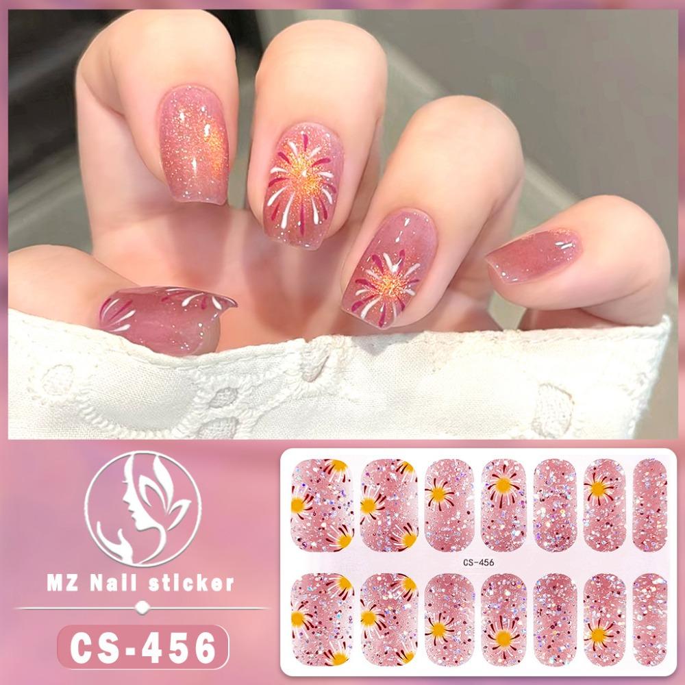 Beauty Waterproof No-bake Gel Nail Polish Film Full Sticker Chinese Style Fireworks Nail Film Paper Nail Film Paper Patch