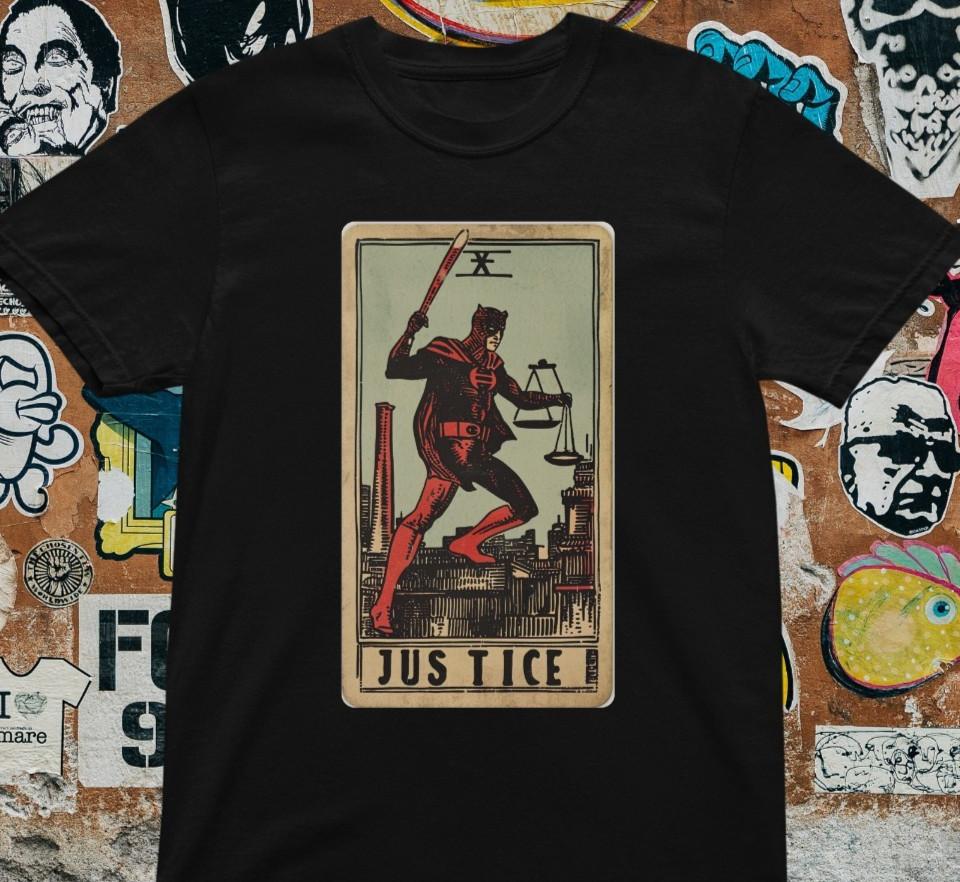Justice Tarot Card T-Shirt Major Arcana Graphic Tee Vintage Occult Shirt XXXXL