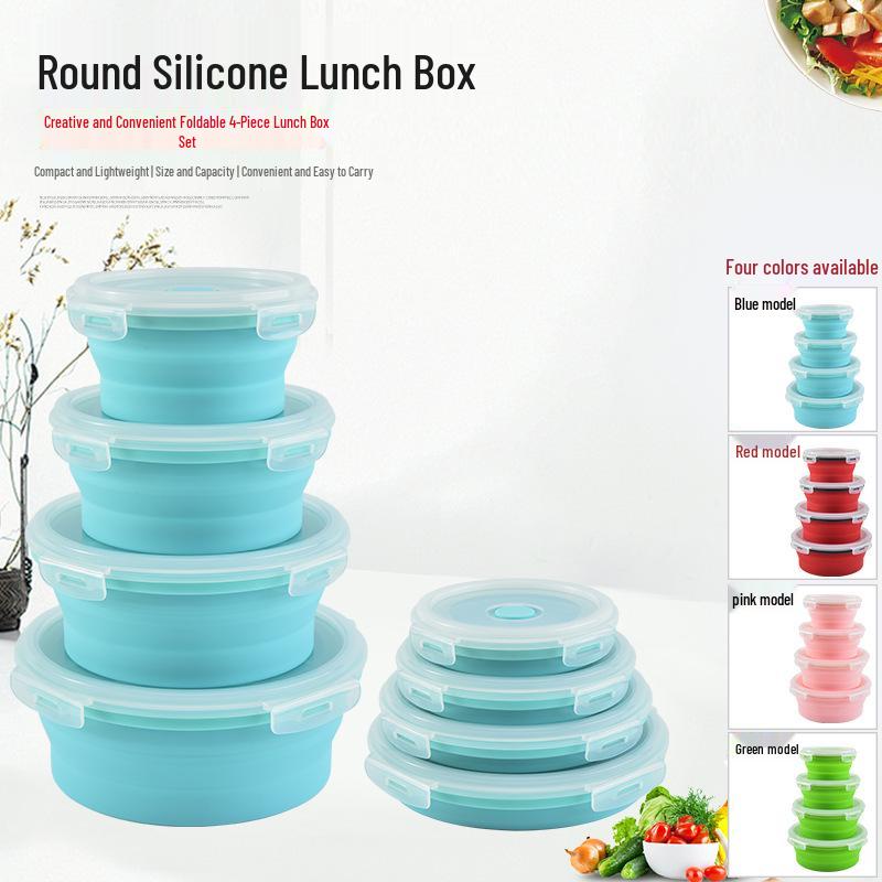 Portable Foldable Silicone Bento Box - Microwave Safe for Outdoor Meals