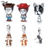 Disney 925 Silver Chipmunk and Woody Jade Bead Pendant Suitable for DIY Bracelet Jewelry Gifts for Girlfriend To Give To Friends