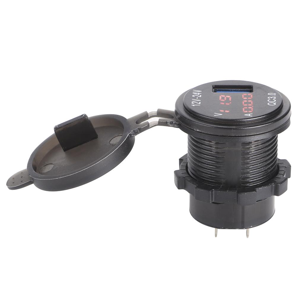 

3В1 Автомобильное зарядное устройство 3.0 USB с цифровым вольтметром-амперметром для мониторинга, быстрая зарядка для телефонаКрасный красный