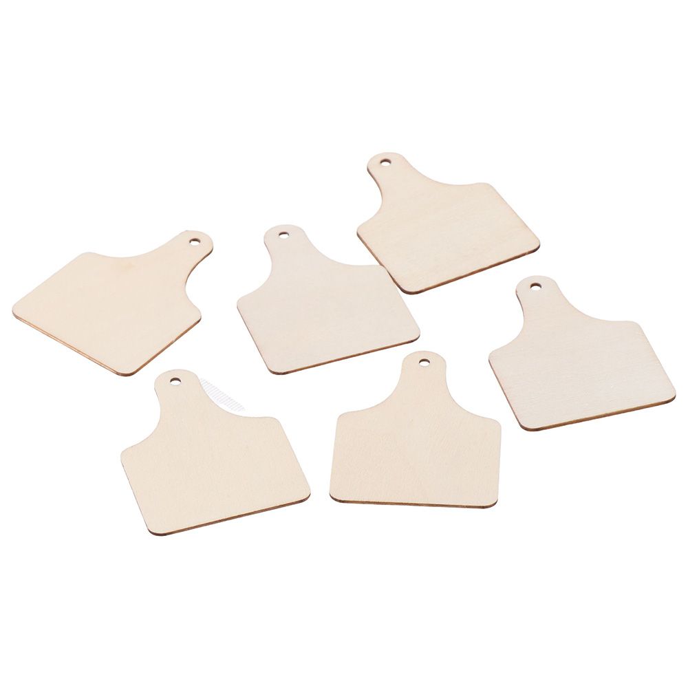 40pcs With Ropes Unfinished Wooden Cutouts Unfinished Blank Cow Ear Tags Cutouts Wooden 2.5x2in Farmhouse Blank Home Party