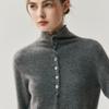 Women's Minimalist Rolled-Edge Cashmere Sweater - Semi-High Neck, Loose Fit, Slimming, Long Sleeve Knitted Base Layer