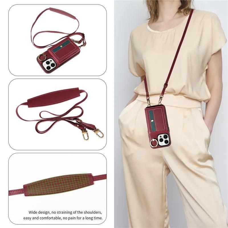 Ring Lanyard Leder Brieftasche Fall für iPhone 15 Pro Max 14 Plus 13 Pro 12 Samsung Galaxy S24 Ultra S23 S22 21 FE A25 A15 A54 A34 A14 Flip Telefon Abdeckung