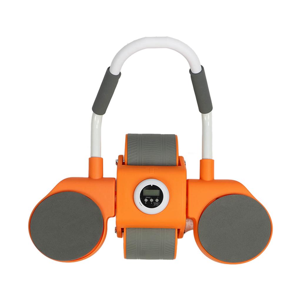 Automatic Rebound Abdominal Exercise Roller with Timer Orange Double Wheel Abdominal Roller for Home Gyms